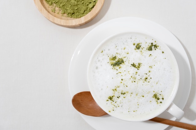 Vista superiore matcha verde natura morta