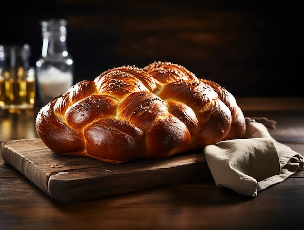 Visto da vicino il piatto di challah per Hanukkah