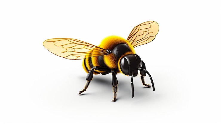 Foto gratuito visualizzare un'ape 3d con uno sfondo semplice