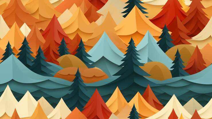 Foto gratuito visualizzazione di alberi in stile carta 3d