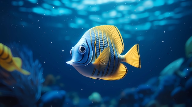 Visualizzazione di pesci animati in 3d