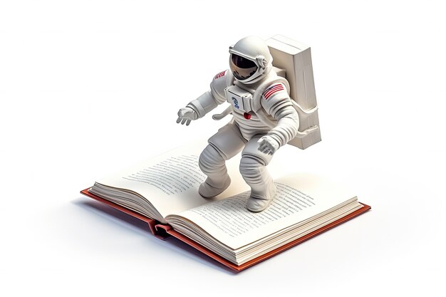 Visualizzazione di un libro 3D con un astronauta