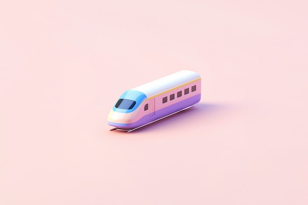 Visualizzazione di un modello di treno 3D con uno sfondo colorato semplice