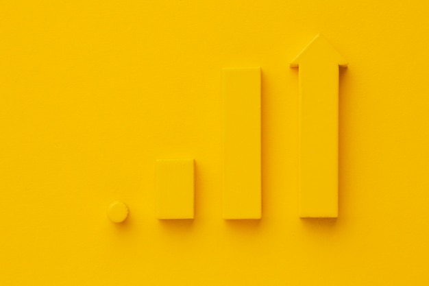 Visualizzazione superiore della presentazione delle statistiche con freccia