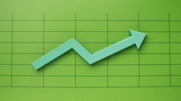 Visualizzazione superiore della presentazione delle statistiche con freccia