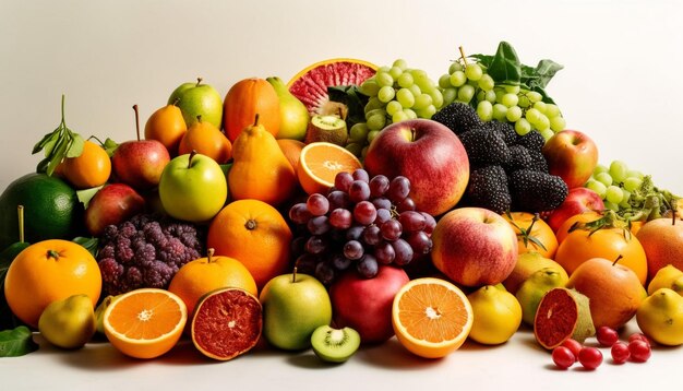 Vivace raccolta di frutta e verdura sana generata dall'intelligenza artificiale