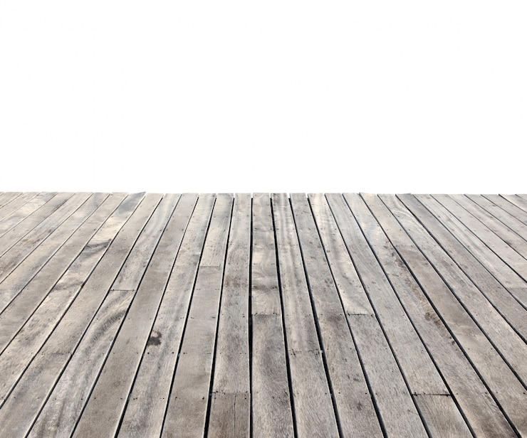 Foto gratuito vuoto pavimento in legno isolato su bianco