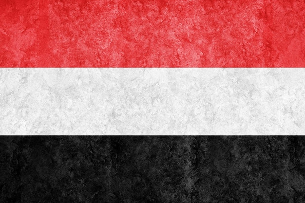 Yemen bandiera metallica, bandiera strutturata, bandiera del grunge