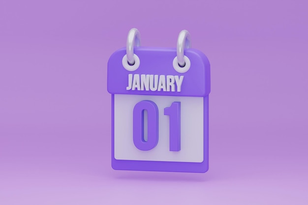 01 gennaio calendario icona 3D rendering 3d