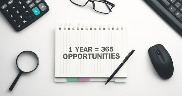 1 anno 365 opportunità. Pensiero positivo. Concetto di affari