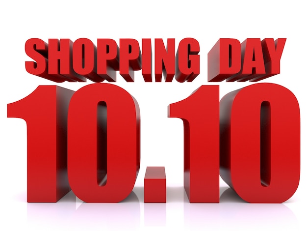 10.10 Vendita di giorno di shopping su sfondo bianco. Modello del manifesto di vendita dell'11 ottobre. rendering 3d
