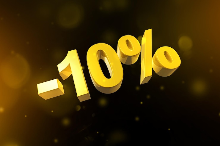 10 sconto offerta illustrazione 3D isolata su nero Prezzo promozionale