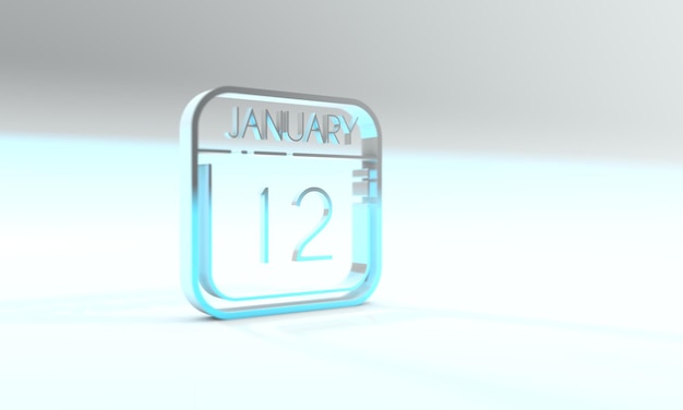 12 gennaio Icona del calendario color cianite Sfondo azzurro