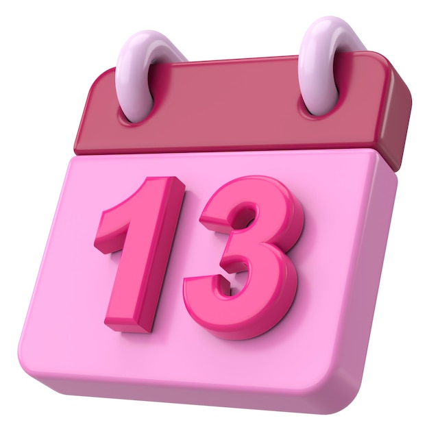 13° tredicesimo giorno del mese Calendario illustrazione 3D