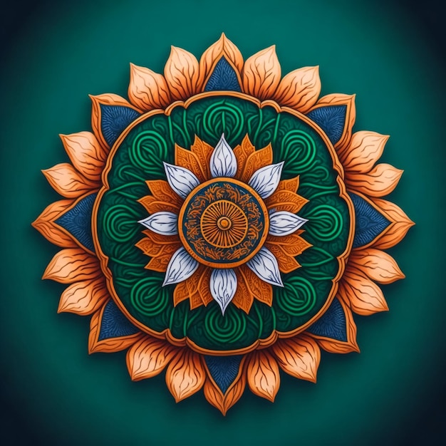 15 agosto Banner del giorno dell'indipendenza indiana con bandiera a forma di fiori e Ashoka Chakra