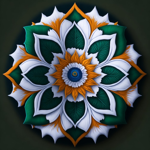 15 agosto Banner del giorno dell'indipendenza indiana con bandiera a forma di fiori e Ashoka Chakra