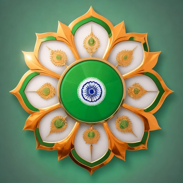 15 agosto Banner del giorno dell'indipendenza indiana con bandiera a forma di fiori e vettore Ashoka Chakra