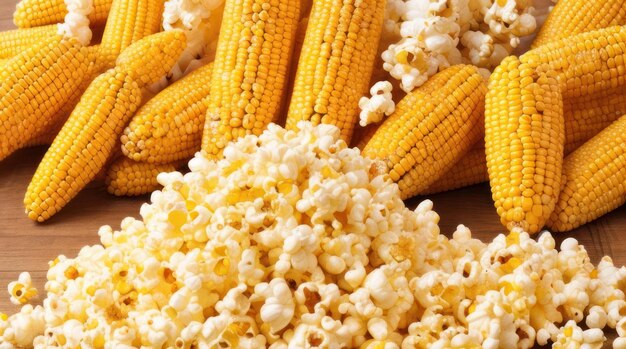 19 gennaio Giornata nazionale del popcorn negli Stati Uniti una montagna di popcorn e pannocchie di mais