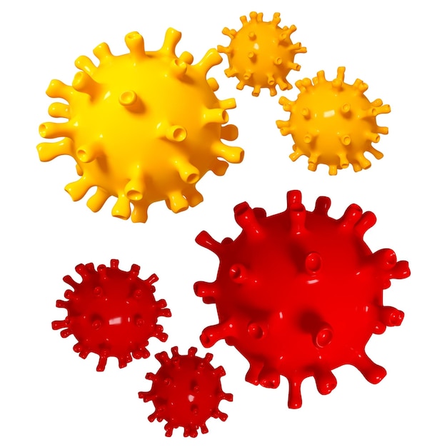 2019 focolaio cellulare del virus nCovCorona Cellule virali isolate su sfondo bianco