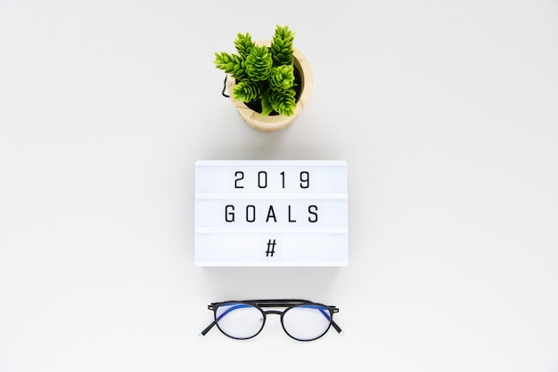 2019 GOALS Business Concept disteso, stile minimalista