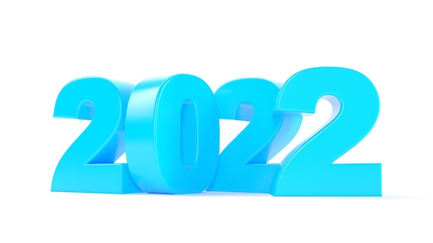 2022 3d render illustrazione colore pastello blu Capodanno