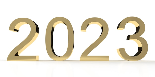 2022 fine vai all'inizio 2023 ora inizio testo numero calendario colore giallo dorato decorazione