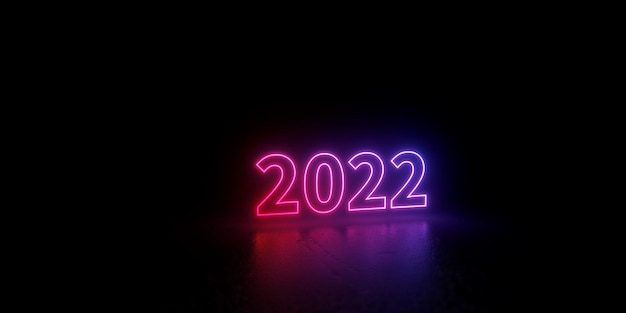 2022 parola testo 3d reso contorno stile neon illustrazione isolata illustrazione 3D