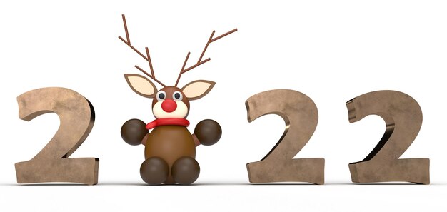 2022 Raindeer testa sciarpa animale animale domestico selvaggio zoo fattoria carattere cartone animato marrone creativo design grafico decorazione ornamento buon natale felice anno nuovo inverno stagione dicembre vacanze festival3d rendering