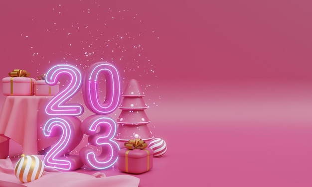 2023 Felice anno nuovo rendering 3d