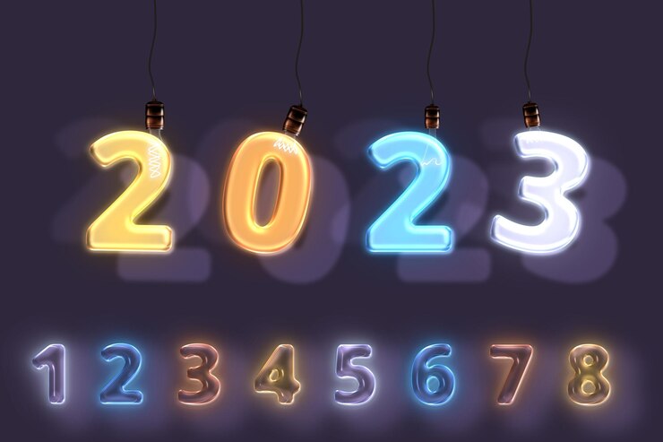Foto 2023 logo 3d illustration design per felice anno nuovo 2023