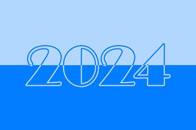 2024 Banner logo colore blu Numeri Lettering Calendario data concetto Biglietto d'auguri Graphic split font text