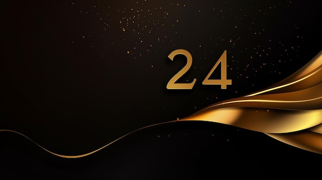 2024 sfondo astratto banner carta calendario oro e nero