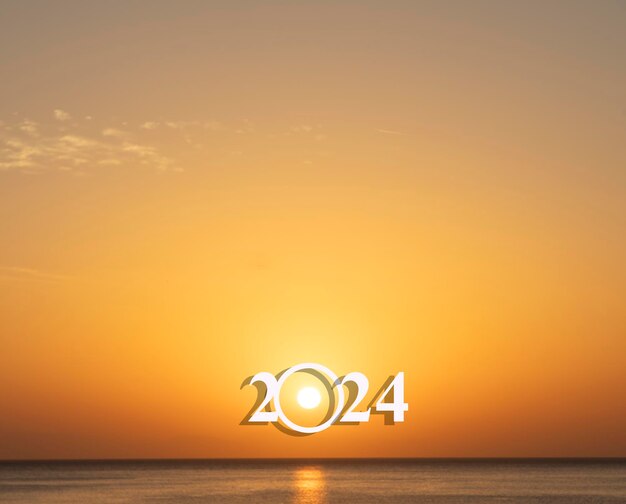 2024 testo sullo spazio di sfondo dell'alba per il testo di saluto