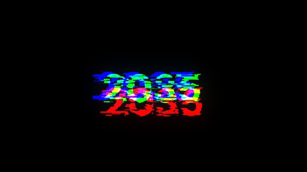 2035 testo con effetti di schermo di glitch tecnologici