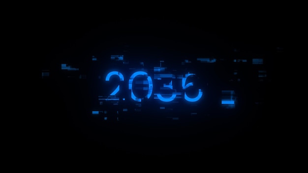 2036 testo con effetti di schermo di glitch tecnologici