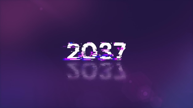 2037 testo con effetti di schermo di glitch tecnologici