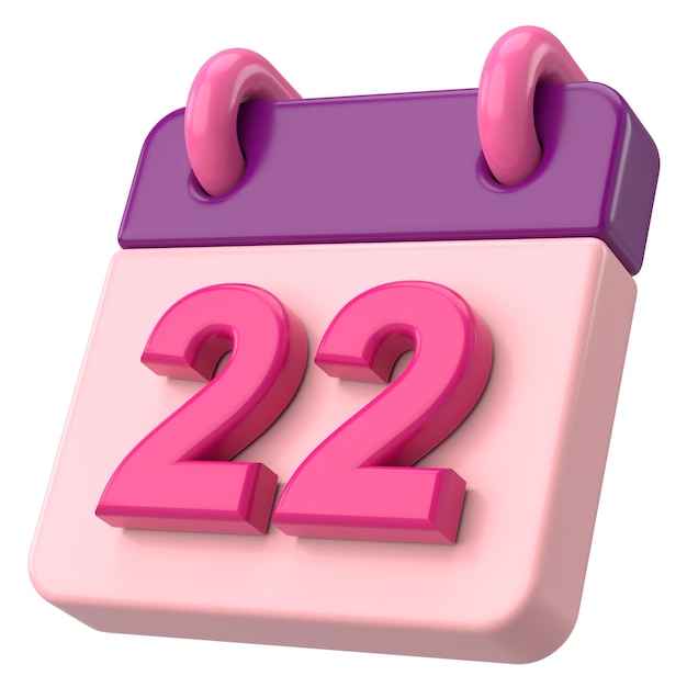 22° giorno 22° mese Calendario Illustrazione 3D