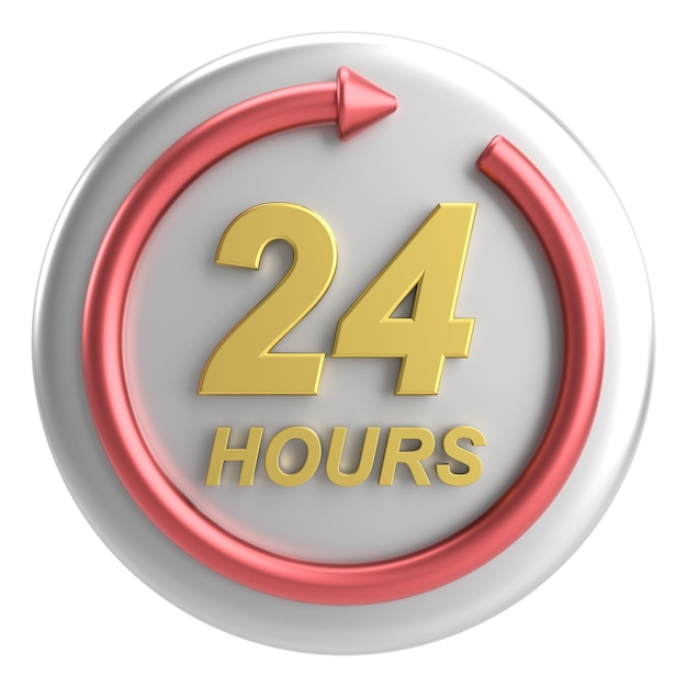 24 ore di servizio icona 3D illustrazione