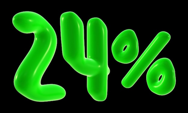 24 per cento con colore verde per la vendita promozione sconto e concetto di business