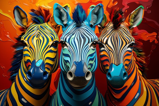 3 bellissime zebre color vernice