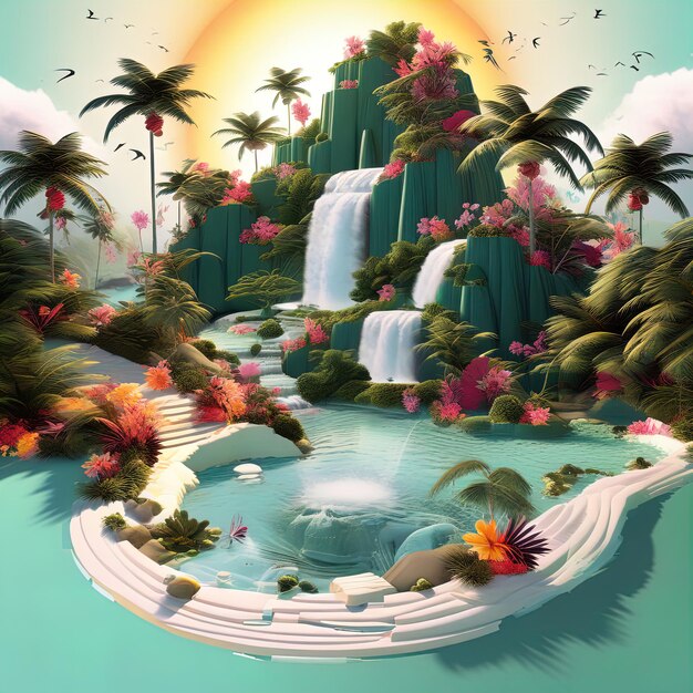 3 d illustrazione di uno sfondo per una scena tropicale