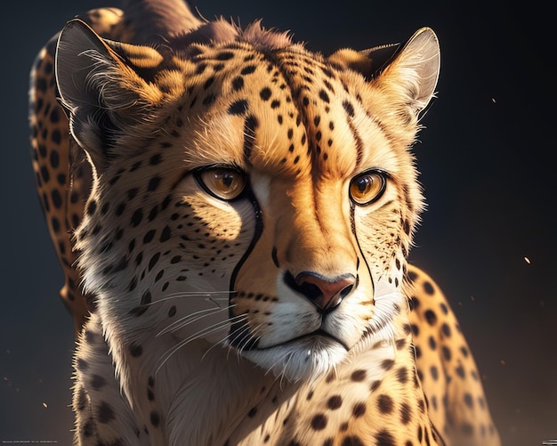 3 d render di un grande leopardo