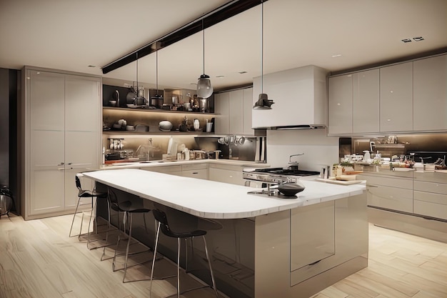 3 d rendering di una cucina moderna3 d rendering della cucina modernainterno di una cucina moderno con