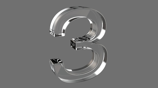 3 tre numeri oro argento cristallo anniversario 3d rendering illustrazione