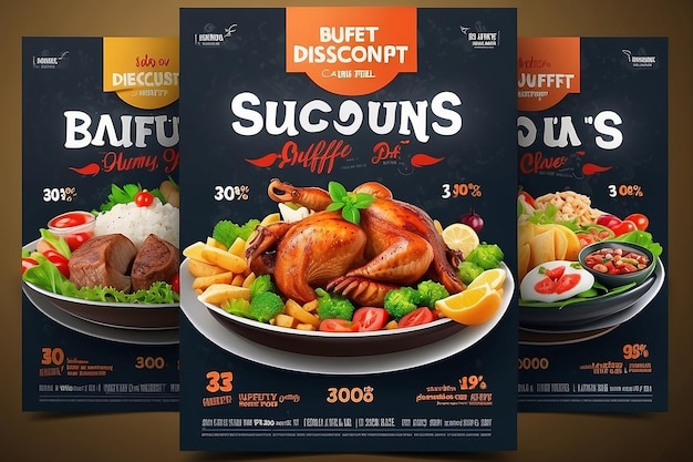 30 offerte di sconto flyer di Buffet modello di cibo delizioso per ristoranti