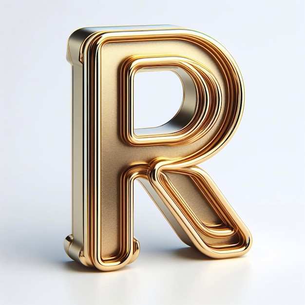 3d Alphabet R in Gleaming Gold Illumina su uno sfondo scuro il logo dorato della lettera R