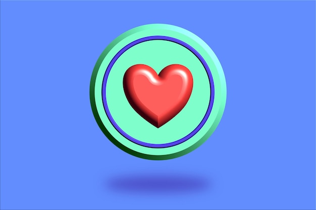 3d amore rosso sull'icona del cerchio illustrazione