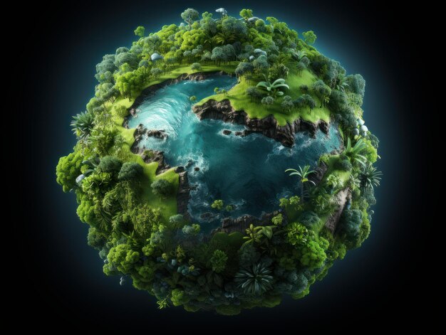 3d animato globo terra colorato vibrante alberi vegetazione