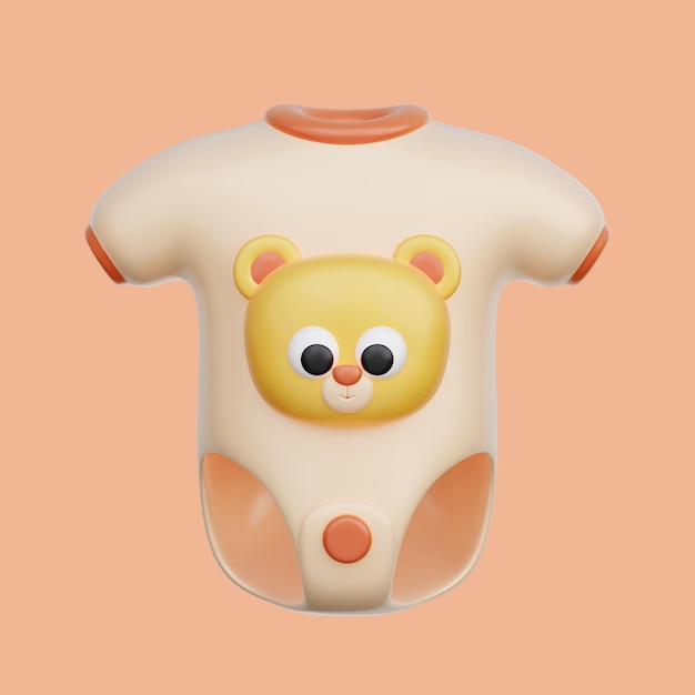 3D Baby Onesie Cute Elementi Baby Rendering 3D