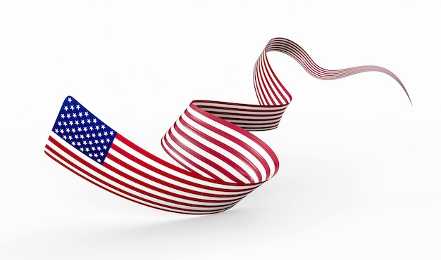 3d bandiera degli Stati Uniti d'America 3d sventola bandiera del nastro su sfondo bianco 3d'illustrazione